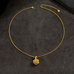 Vintage-Halsketten mit Rosenblütenanhänger aus Messing für Damen&nbsp;PU1269