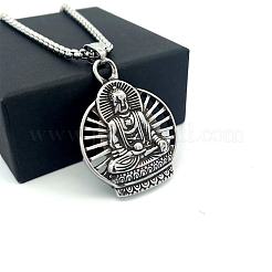 Vintage-Punk-Halsketten mit Buddha-Anhänger aus Edelstahl 304 für Herren&nbsp;MR6737