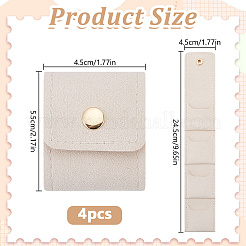 Organizador de joyas enrollable de cuero sintético con un bolsillo y botones a presión de metal dorado.&nbsp;ABAG-WH0048-69A