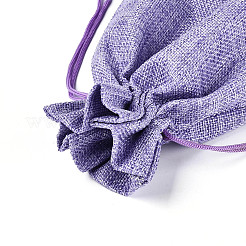 Pochettes d'emballage rectangulaires en polyester imitation toile de jute&nbsp;ABAG-N009-01A-02