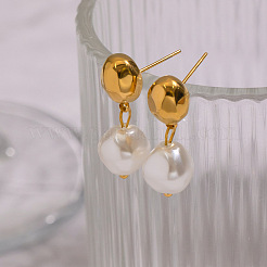 Boucles d'oreilles pendantes ovales en acier inoxydable 304&nbsp;NE0057