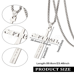 1 collar de cadena con colgante de cruz y letras de acero inoxidable para hombre&nbsp;NJEW-LP0001-18