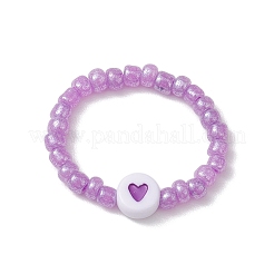 Acryl flach rund mit Herz Fingerringe&nbsp;RJEW-JR00685