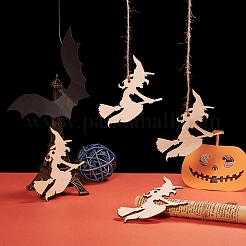 Forme de sorcière ornements de découpes en bois vierges halloween&nbsp;WOOD-L010-04