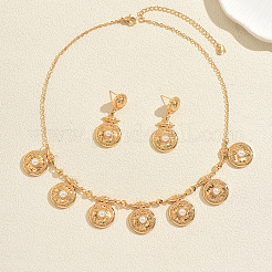 Set di orecchini pendenti rotondi in lega vintage e collane con ciondolo per donna&nbsp;TT0279