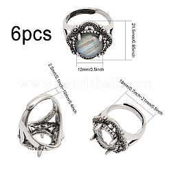 6 Stück verstellbare Fingerring-Beschläge aus Legierung&nbsp;FIND-CA0007-36