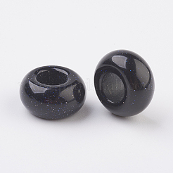 Cuentas europeas sintéticas goldstone azul&nbsp;X-G-G740-14x8mm-17