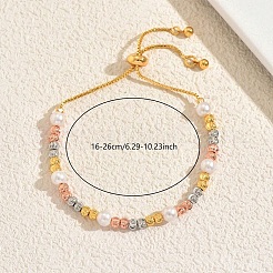 Braccialetti scorrevoli in ottone tricolore in stile bohémien&nbsp;IX0990-4