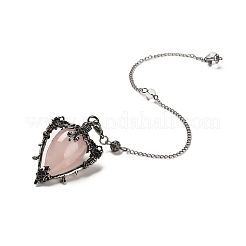 Natürliche Rosenquarz-Dreieck-Wünschelpendel-Anhänger&nbsp;G-G022-01AS-02