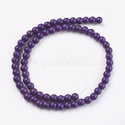 1 brin indigo teint rond synthétiques perles turquoise brins&nbsp;X-TURQ-G106-6mm-02M