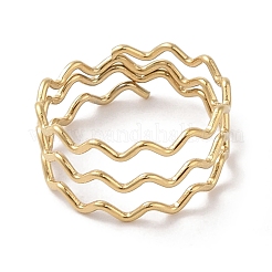 Anillos de dedo ondulados de acero inoxidable 304 con revestimiento iónico (IP) para mujer&nbsp;RJEW-G315-07B-G