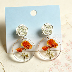 Boucles d'oreilles pendantes en fer et acrylique pour femmes&nbsp;WG4F524-01