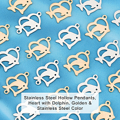 24 pendentif creux en acier inoxydable 201 de style 4&nbsp;STAS-UN0029-99