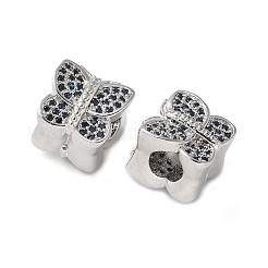 Schmetterling Messing-Mikro pflastern Zirkonia European Beads&nbsp;KK-C086-16P-02