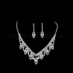 Halsketten-Sets mit Blatt-Pavé aus Messing mit klarem Zirkonia und Strass&nbsp;FS-WG35E42-01
