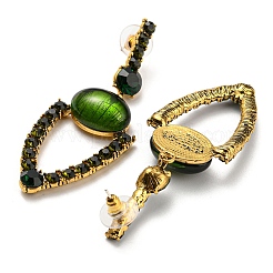 Boucles d'oreilles pendantes en verre vert&nbsp;EJEW-F323-02A