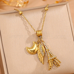 Collares con colgante de torre Eiffel con alas de luna&nbsp;WG97DE7-01