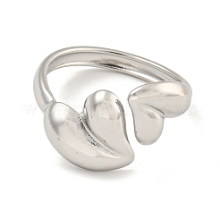 Anello polsino aperto a forma di cuore in acciaio inossidabile 304 anti-ossidazione per donna&nbsp;X-RJEW-A043-31P