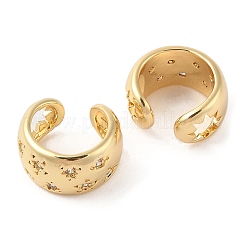Orecchino da donna con micro pavé di ottone placcato a cremagliera con zirconi trasparenti&nbsp;EJEW-G394-36G