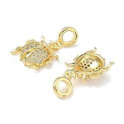 Messing Micro Pave klare Zirkonia Marienkäfer europäischen Baumeln Charms&nbsp;KK-L256-40G