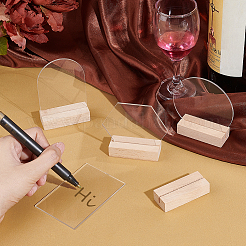 8 ensemble de 4 porte-cartes en acrylique transparent et porte-cartes en bois&nbsp;AJEW-PH0004-07