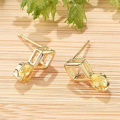 Orecchini a bottone in ottone con micro pavé di zirconi cubici&nbsp;EJEW-G428-20G-01