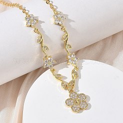 Collares con colgantes de flores de latón con circonitas cúbicas engastadas&nbsp;NJEW-C121-04B-G