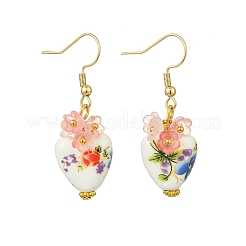 Boucles d'oreilles pendantes en perles de porcelaine et acrylique faites à la main pour femmes&nbsp;EJEW-JE07329