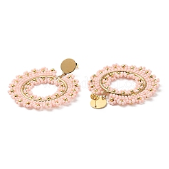 Boucles d'oreilles pendantes en forme de beignet en verre tissé et en laiton&nbsp;EJEW-A105-05G-01