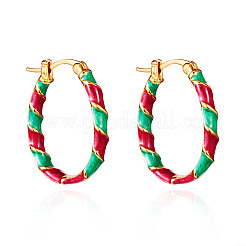 Boucles d'oreilles créoles torsadées en alliage émaillé de Noël&nbsp;FS-WG4C0CB-05