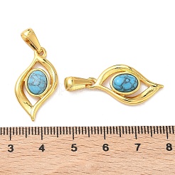 304 Edelstahl mit synthetischen türkisfarbenen Anhängern&nbsp;STAS-L309-21I-G