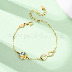 Braccialetti sportivi in ottone con micro pavé di zirconi cubici e maglie infinite&nbsp;LS-BJEW-D386-01B-G