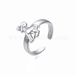 Anello aperto con polsino in acciaio inossidabile 304 anti-ossidazione 12 costellazioni/segni zodiacali per donna&nbsp;RJEW-S405-156P