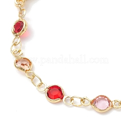 Herstellung von Armbändern aus flachen runden Gliederketten aus Messing und Glas&nbsp;AJEW-JB01389