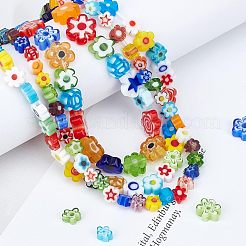 3 Strang 3 Stil handgemachte Millefiori Glasperlenstränge&nbsp;LAMP-OC0001-50B