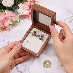 Boîtes magnétiques de rangement de cadeaux pour boutons de manchette en bois&nbsp;CON-WH0089-265B