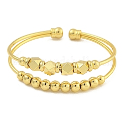 Bracelets en laiton plaqué rack bracelets manchette double couche pour femmes&nbsp;BJEW-B106-08G