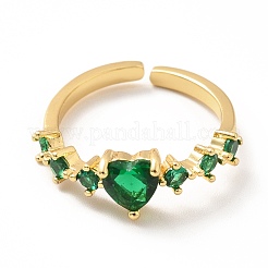 Bague manchette ouverte coeur zircone cubique&nbsp;RJEW-H101-26G