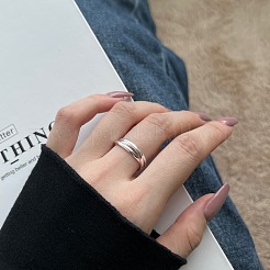 925 Sterlingsilber-Fingerring mit dreifachem Criss-Cross-Muster für Damen&nbsp;RJEW-M164-04