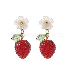 Boucles d'oreilles pendantes artisanales en verre filé et acrylique&nbsp;EJEW-JE07216
