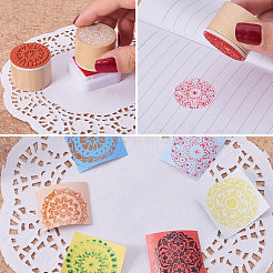 Tampons en bois à motif floral&nbsp;AJEW-BC0004-01