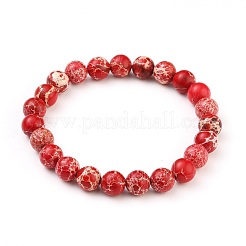 Braccialetti elasticizzati con perle di diaspro imperiale tinto naturale&nbsp;BJEW-JB05568