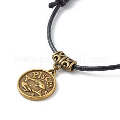 Plat rond avec 12 constellations bracelets à breloques en alliage de style tibétain&nbsp;BJEW-JB06365