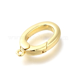 Anneaux de porte à ressort ovales en laiton plaqués en rack&nbsp;KK-Z086-53G-02