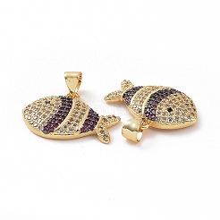 Pendenti in zirconi cubici trasparenti in micro pavè di ottone&nbsp;ZIRC-F135-02G-03