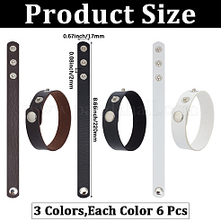18 Stück 3 Farben PU-Leder-Schnapparmbänder für Damen und Herren&nbsp;BJEW-CY0001-12