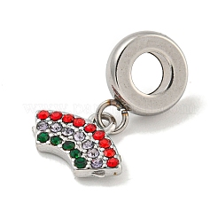 304 Edelstahl bunte Strass europäischen baumeln Charms&nbsp;STAS-U005-42P