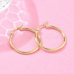 Boucles d'oreilles créoles en acier inoxydable 304 avec placage ionique (IP)&nbsp;X-EJEW-N0016-11G-D