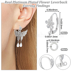 20 pièces de boucles d'oreilles à levier en laiton&nbsp;FIND-BBC0003-19P
