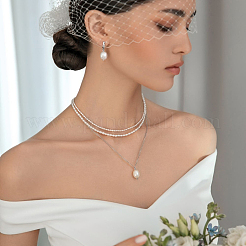 S925 Silber Süßwasserperlenkette elegantes Schmuckset für formelle Anlässe&nbsp;EC3448-3